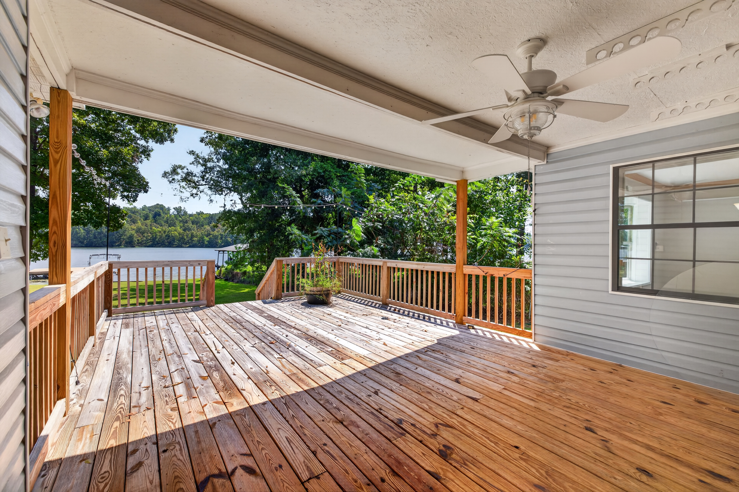 Screened porch seating area