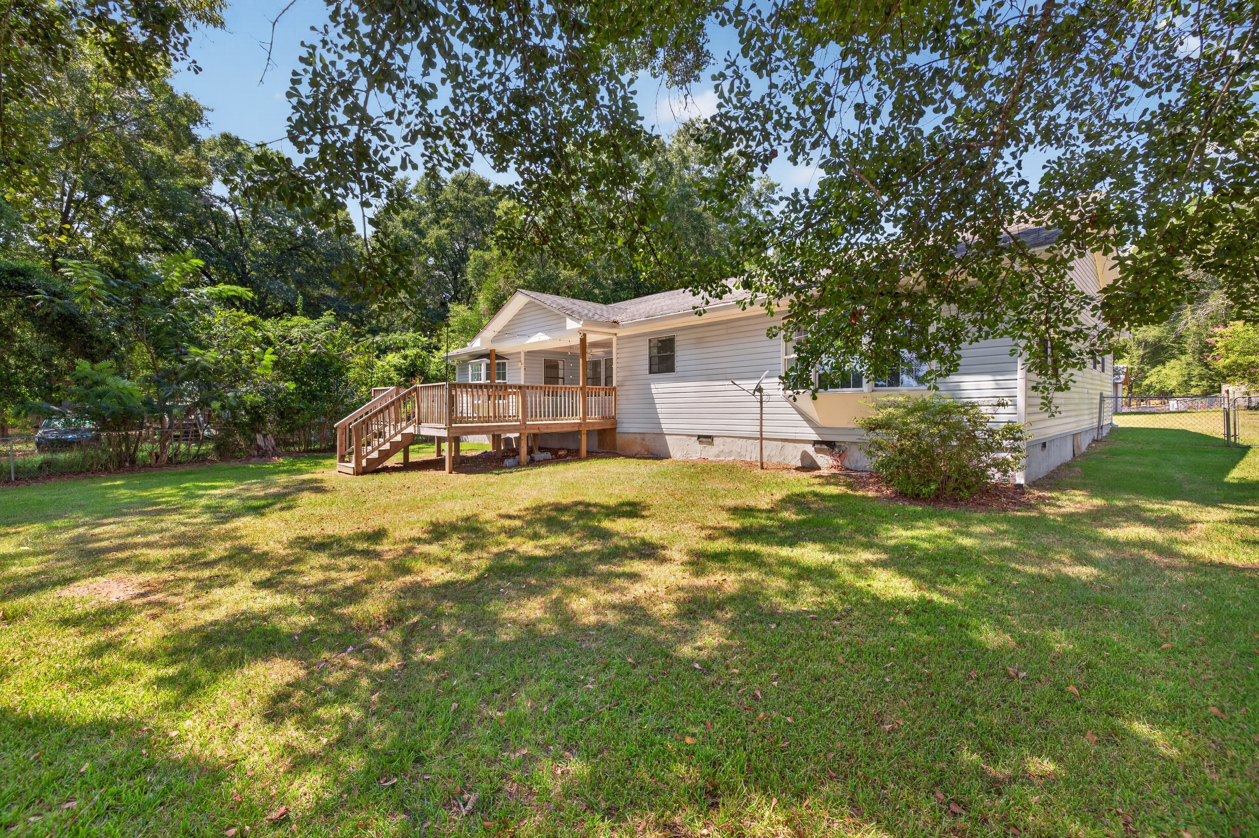Lakeside deck and back of house