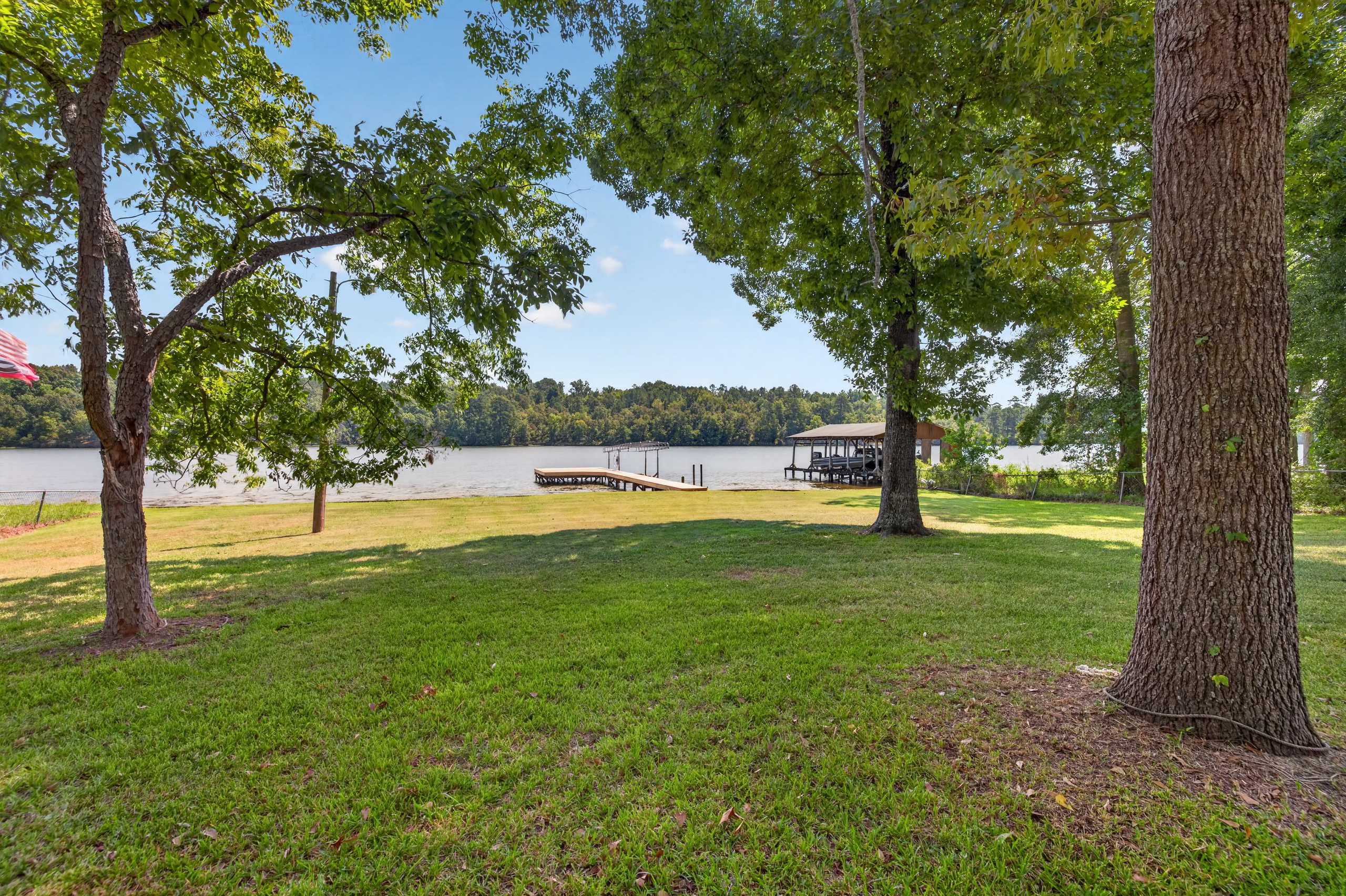 Lakeside elevation and lawn