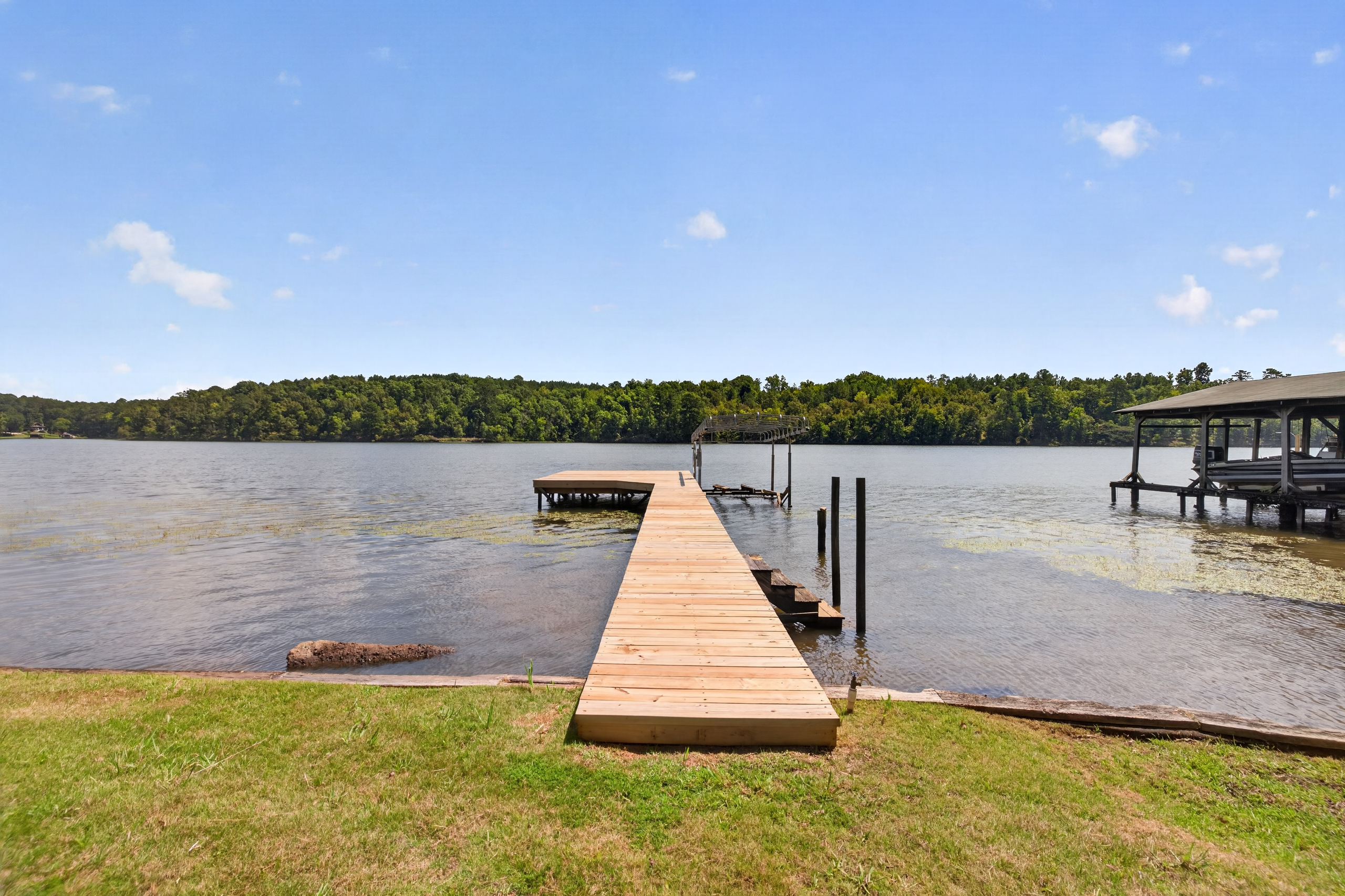 Shoreline seawall and dock structure