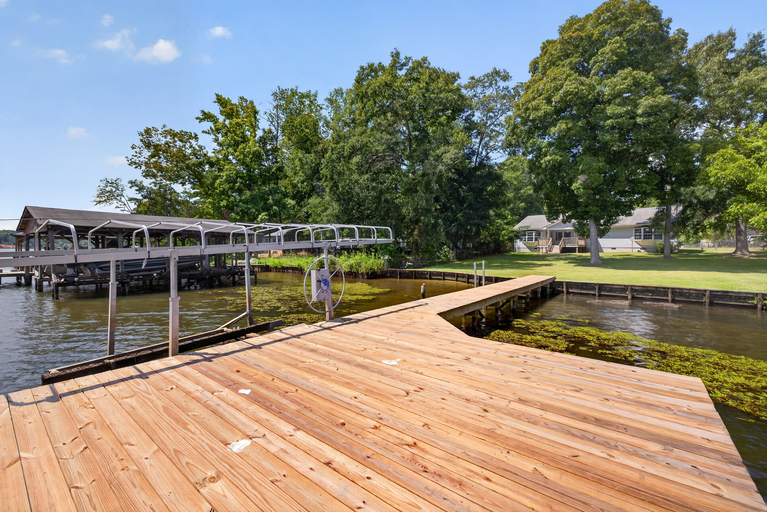 Private dock on Lake Sinclair looking back toward the home