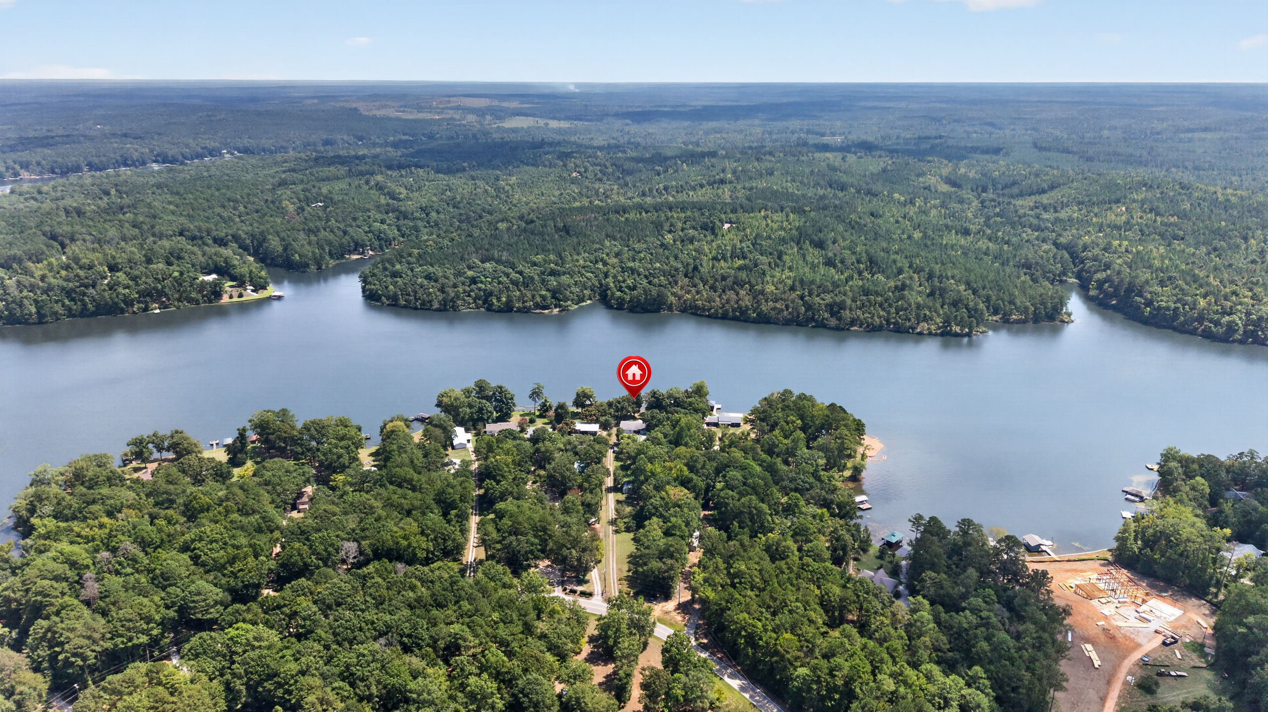 Aerial overview of Lake Sinclair shoreline