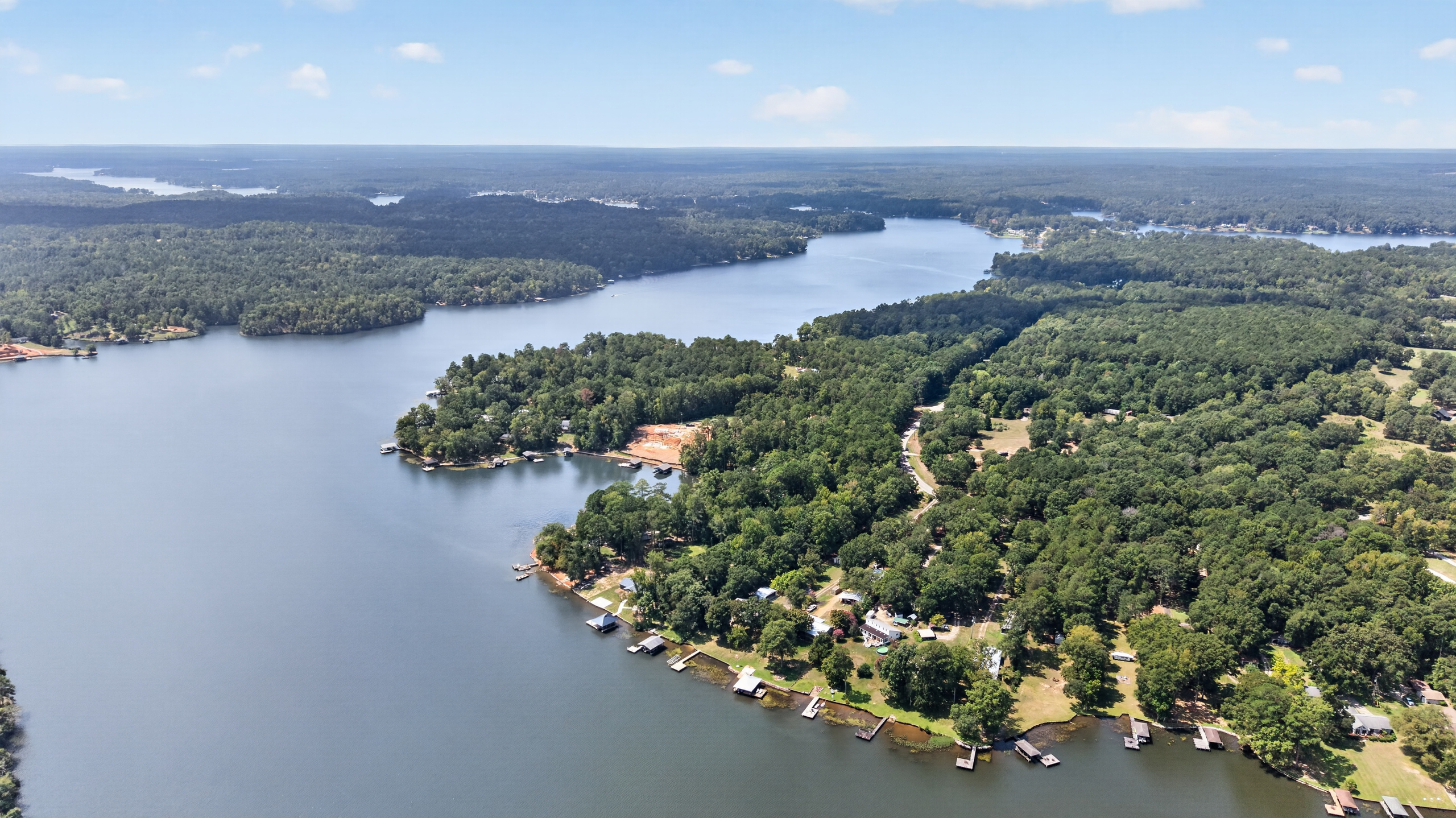 Aerial view of dock and lot depth