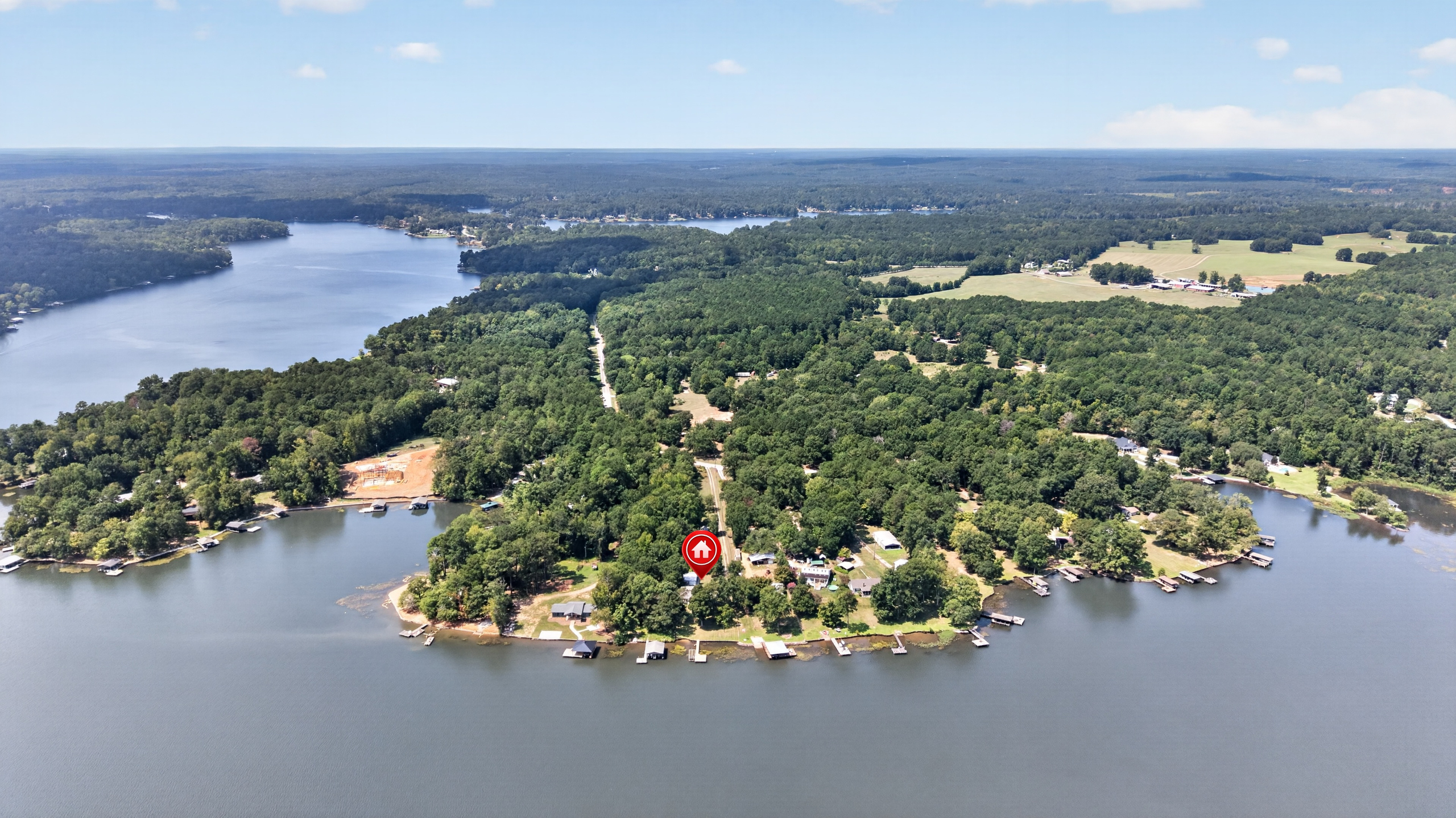 Low aerial angle over dock