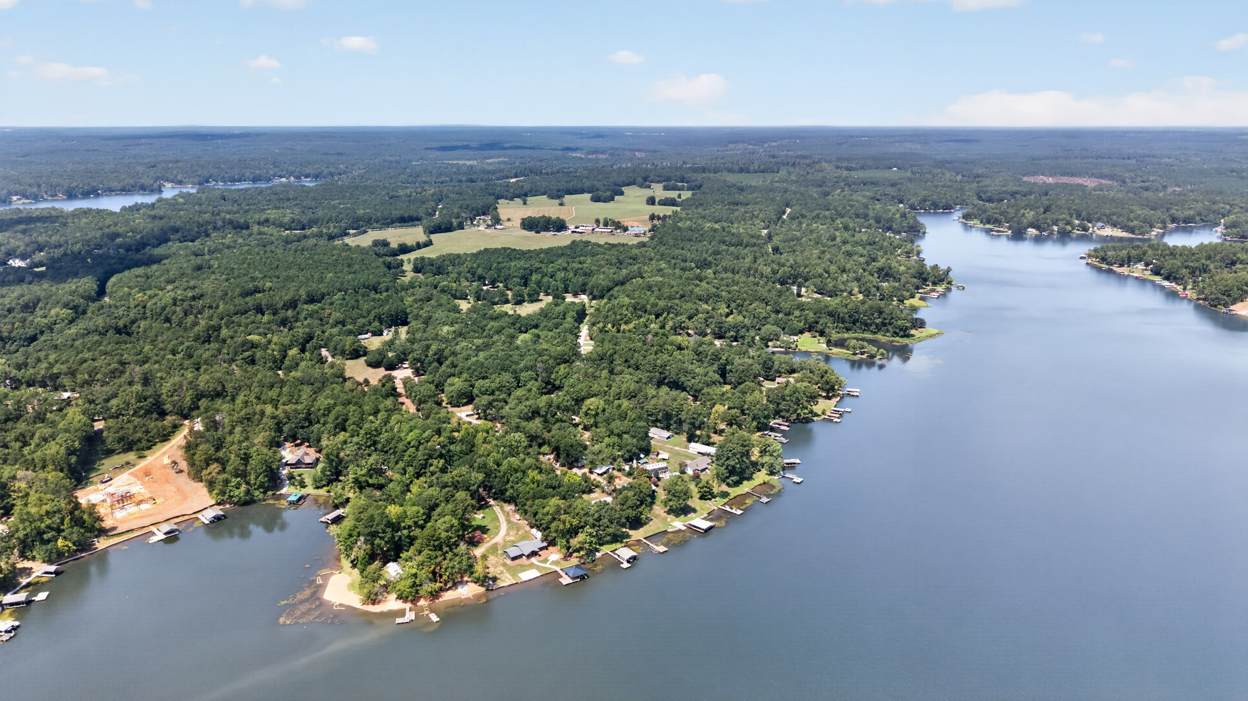 Aerial view of house from water
