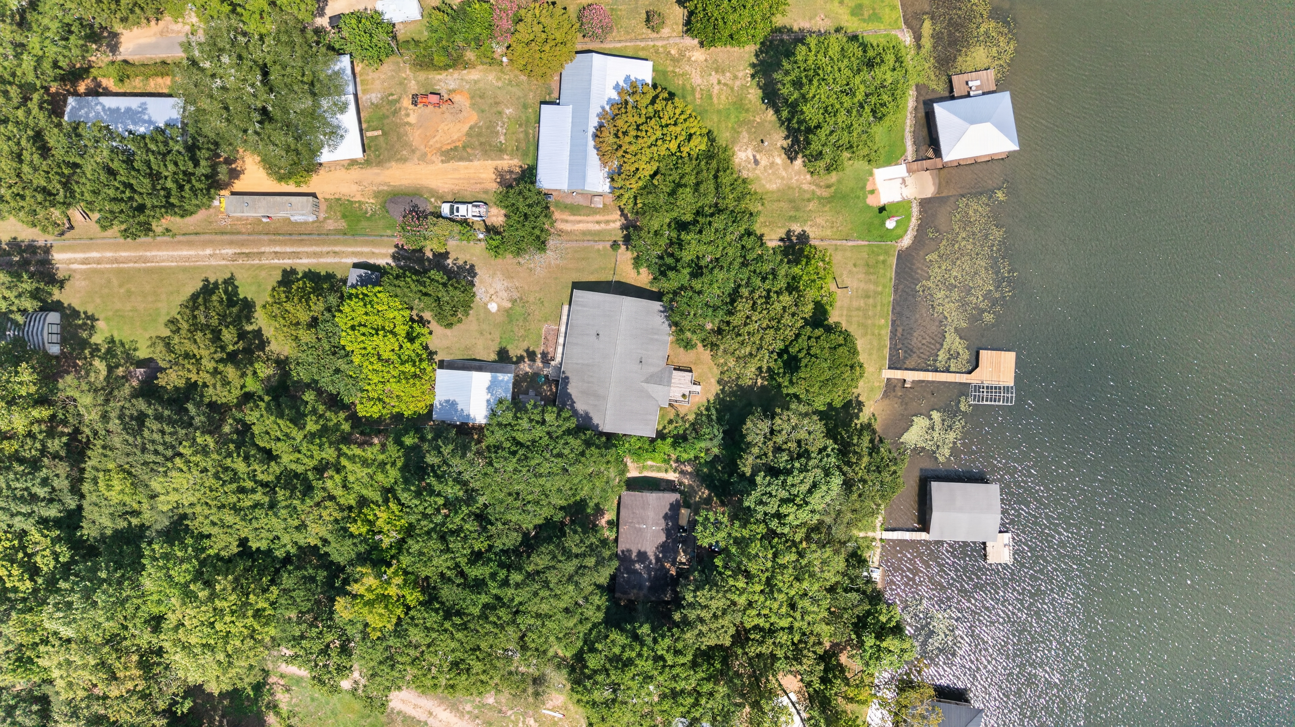Aerial panorama across Lake Sinclair